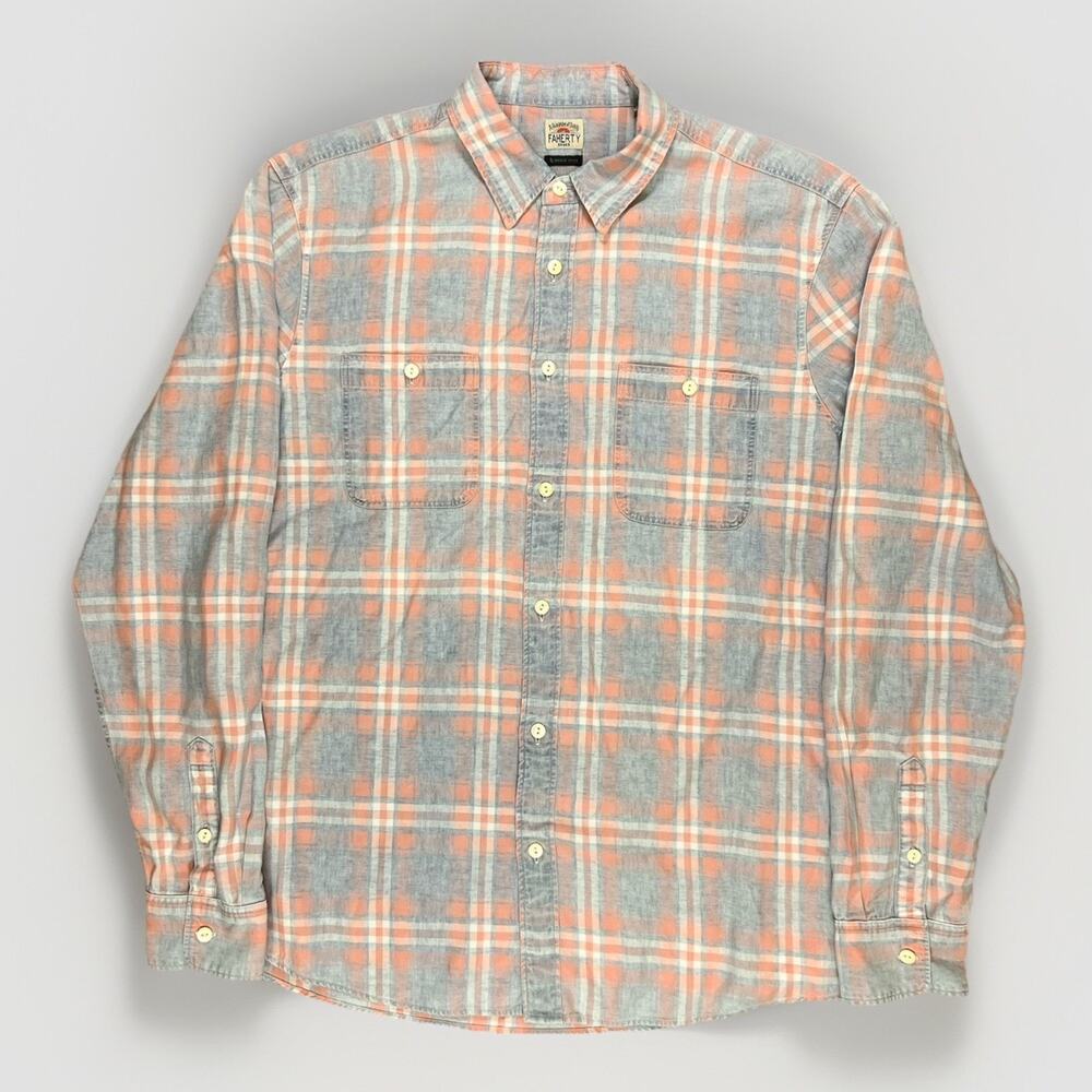 Faherty Indigo Dyed Button Shirt Mens Size XL Long Sleeve